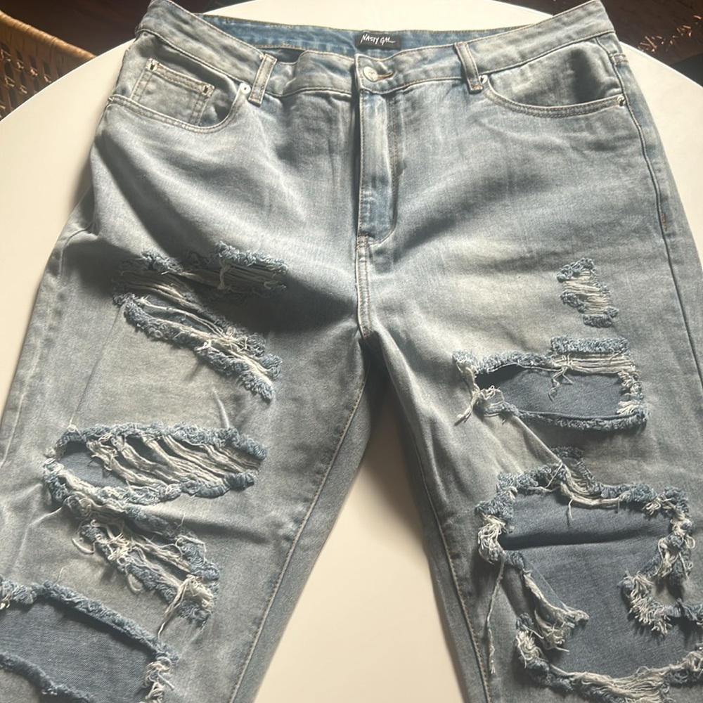 Nasty Gal ripped baggy wide leg jeans